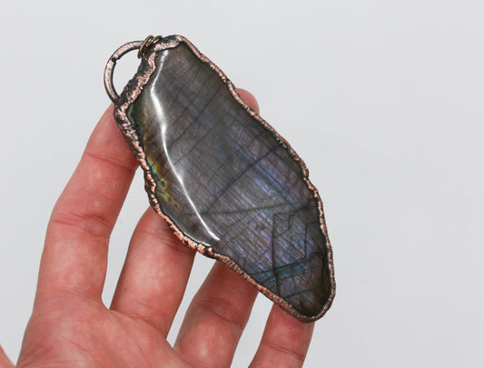 Large Purple Labradorite Slice Necklace