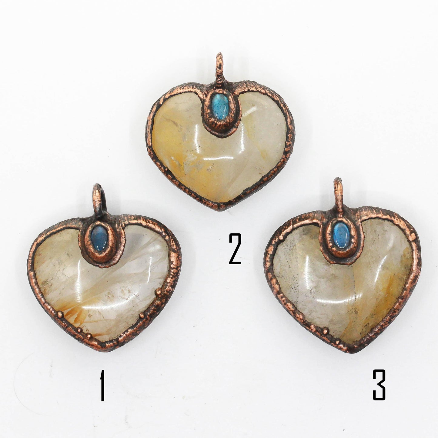 Golden Healer Quartz & Labradorite Heart Necklace