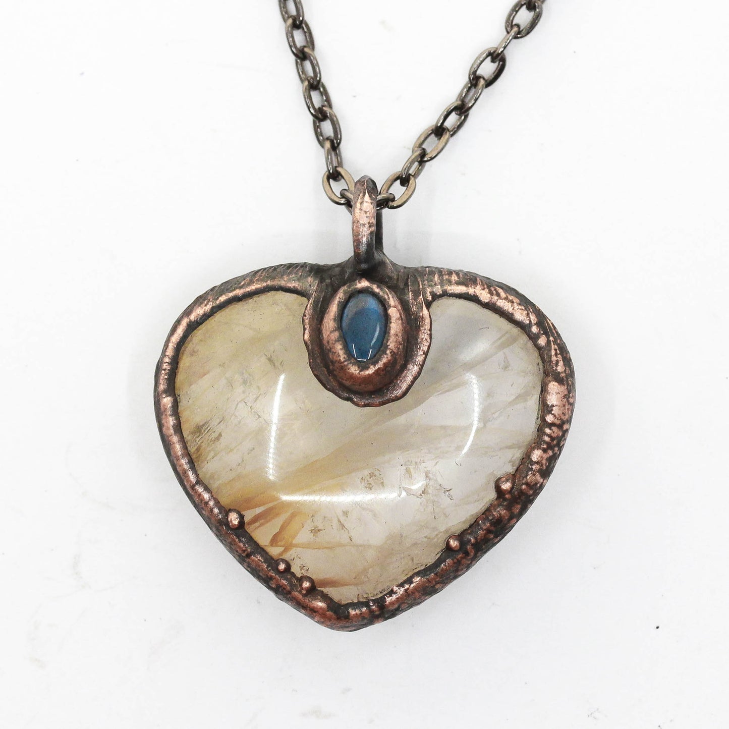 Golden Healer Quartz & Labradorite Heart Necklace