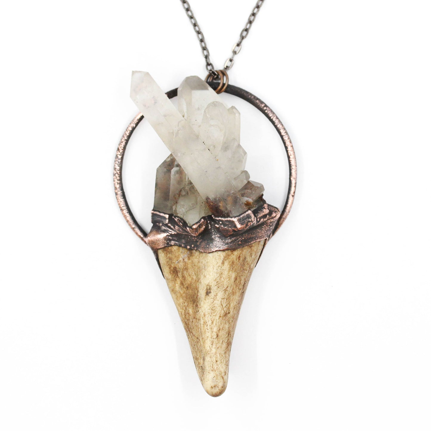 Large Deer Antler & Lodolite Necklace