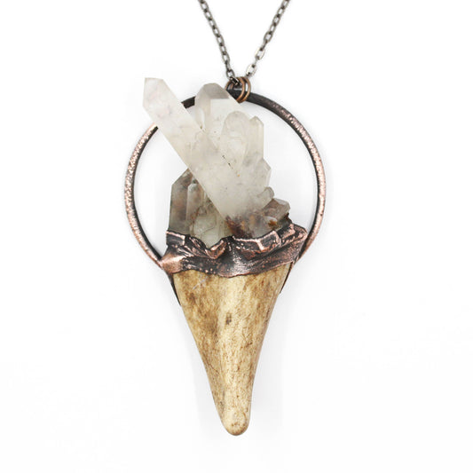 Large Deer Antler & Lodolite Necklace