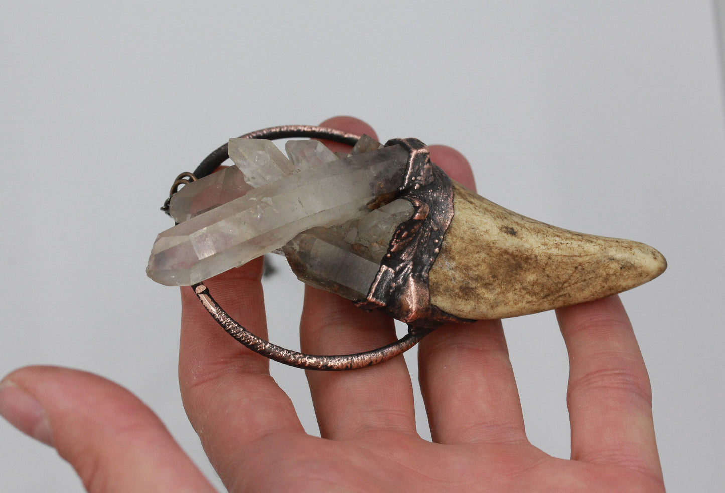 Large Deer Antler & Lodolite Necklace