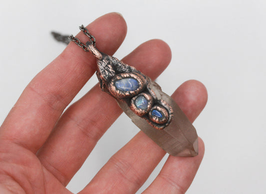 Smoky Quartz, Moonstone & Labradorite Necklace