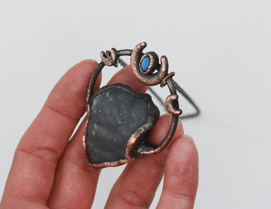 Chalcedony & Labradorite Moon Necklace