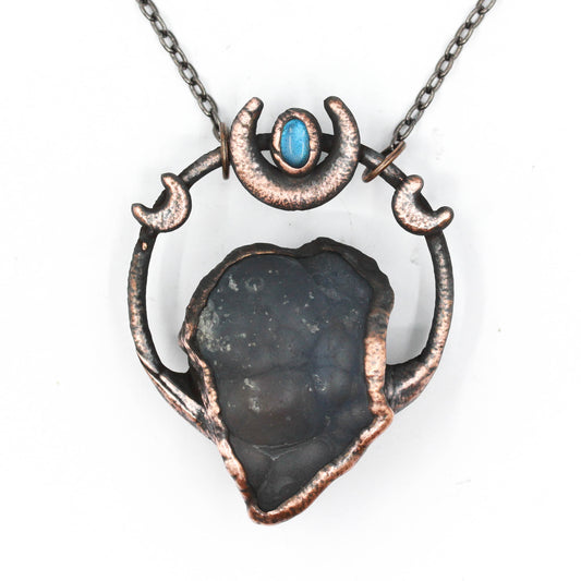 Chalcedony & Labradorite Moon Necklace