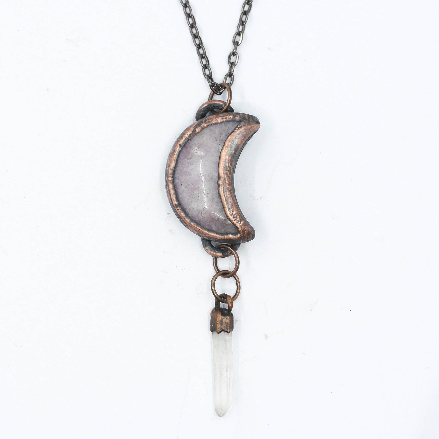 Amethyst Moon & Quartz Pendant