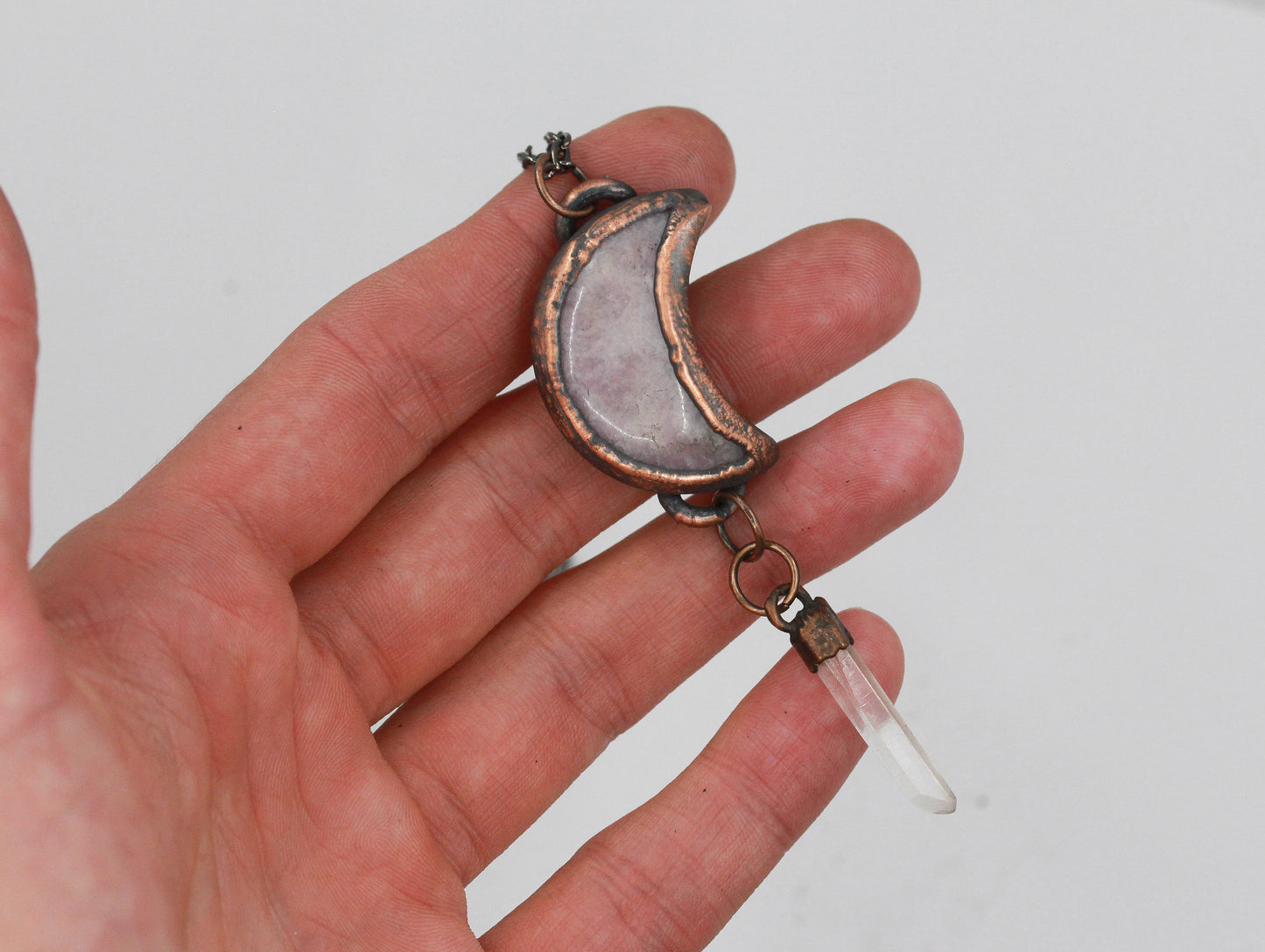 Amethyst Moon & Quartz Pendant