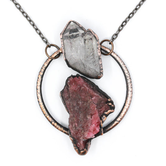 Rhodonite & Rose Aura Quartz Necklace