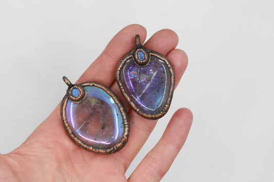 Aura Amethyst & Moonstone Palmstone Necklace