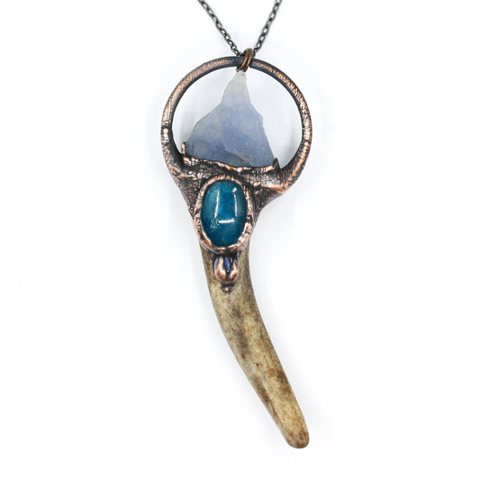 Deer Antler, Chalcedony & Apatite Necklace