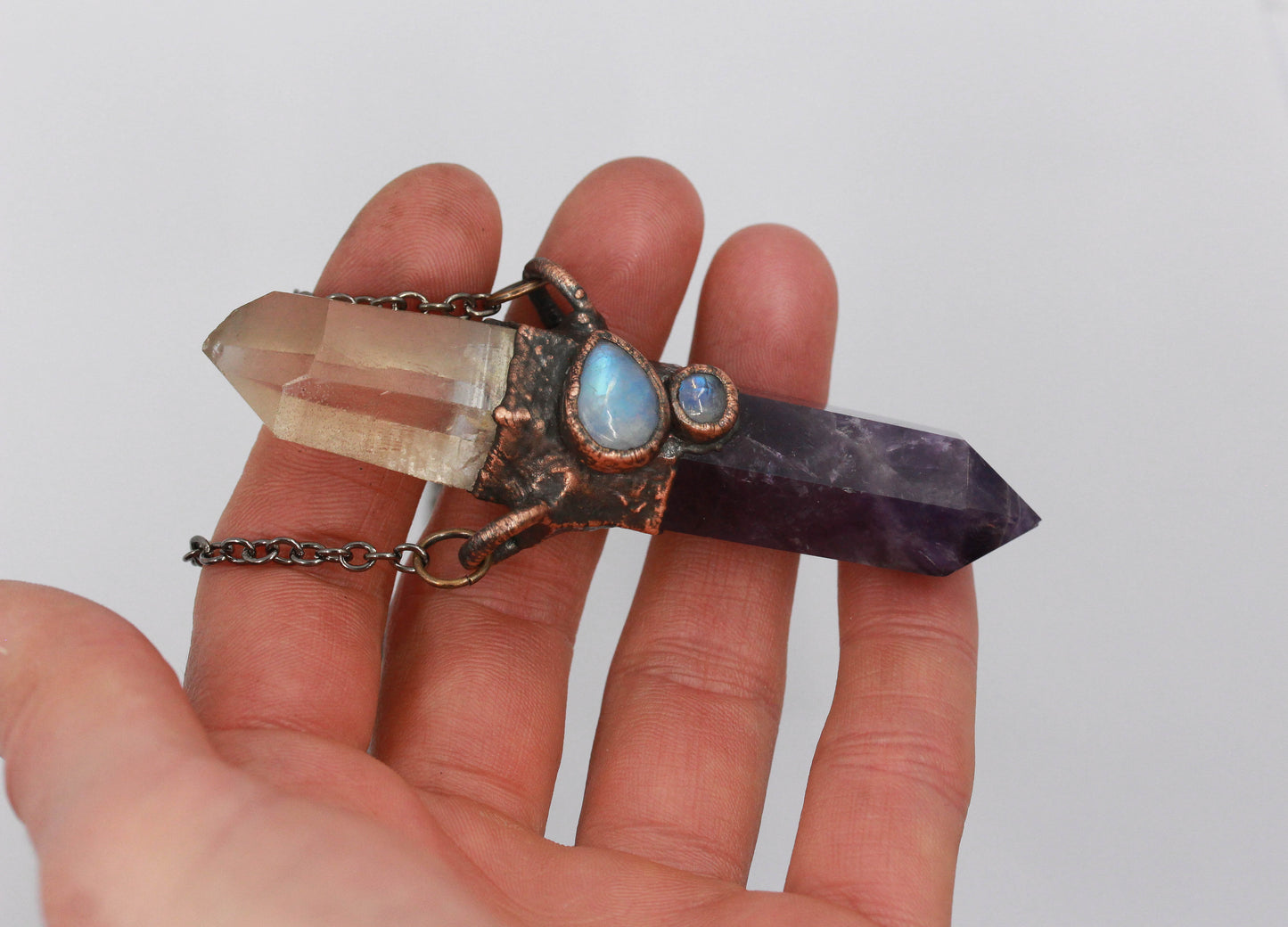 Amethyst, Quartz & Moonstone Necklace