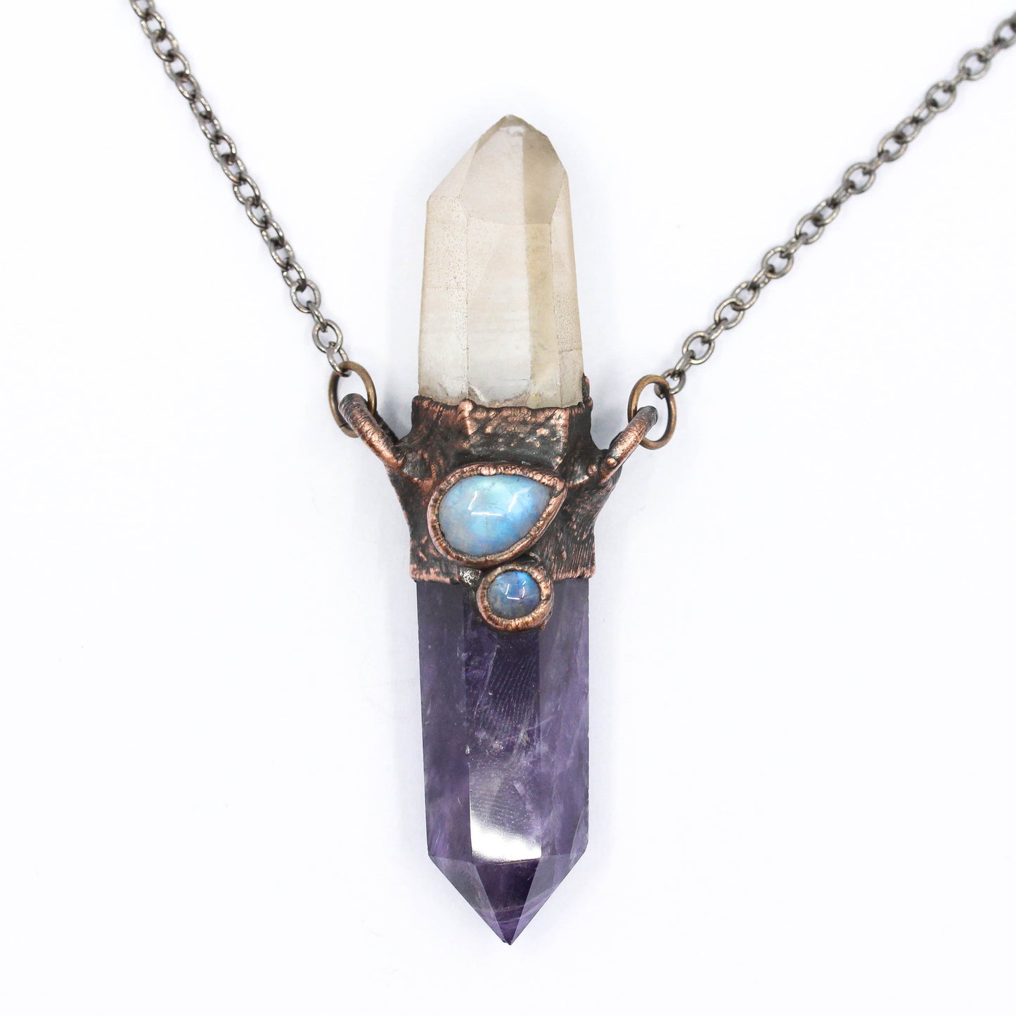 Amethyst, Quartz & Moonstone Necklace