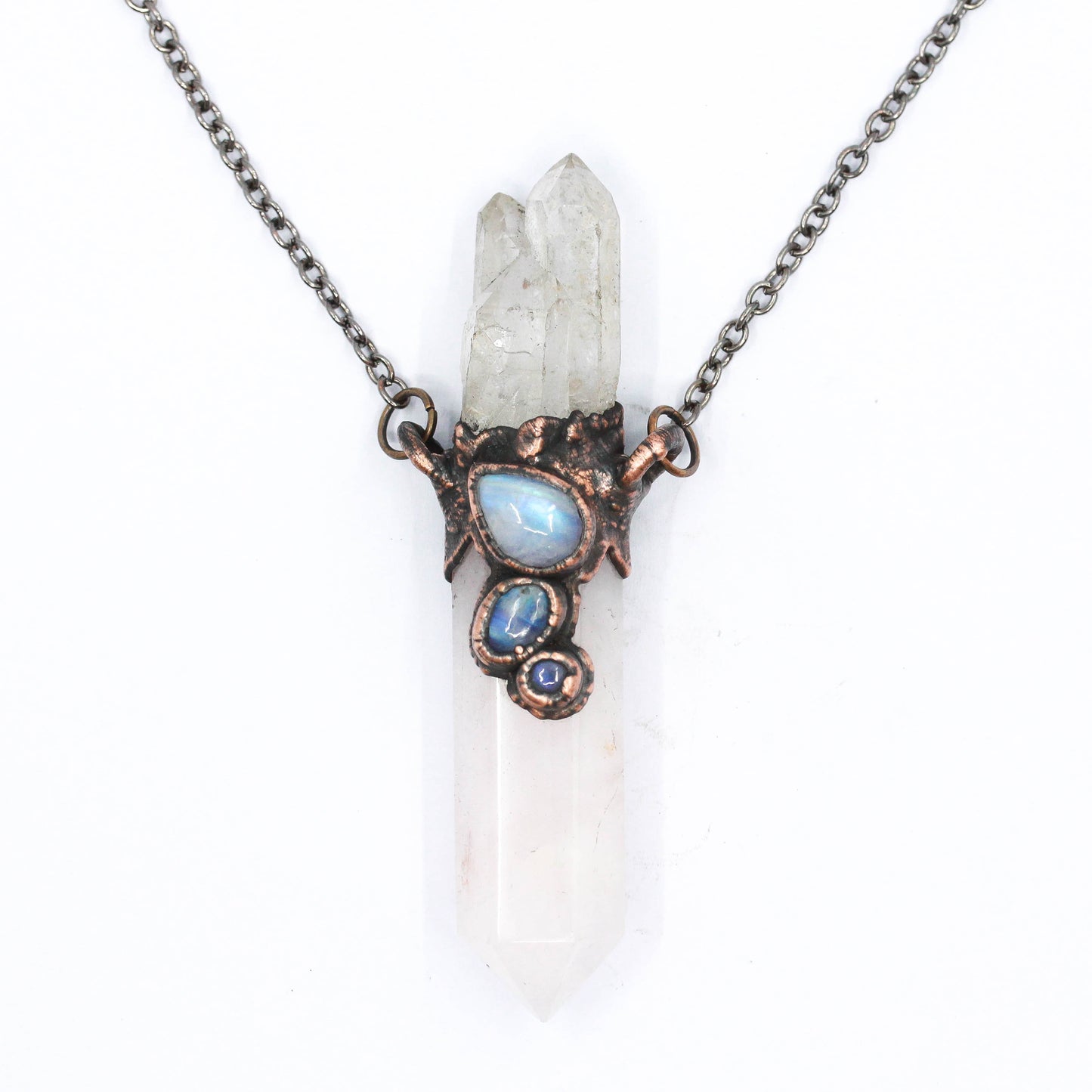 Rose Quartz, Quartz & Moonstone Necklace