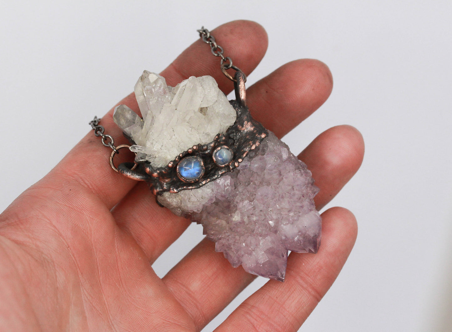 Spirit Quartz, Quartz & Moonstone Necklace