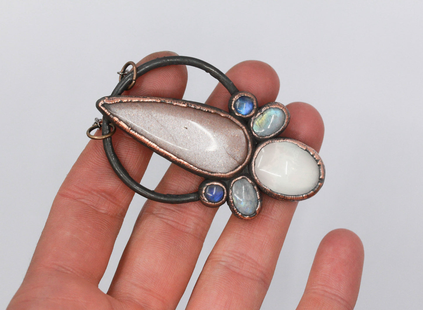 Peach Moonstone, Rose Quartz, & Moonstone Necklace