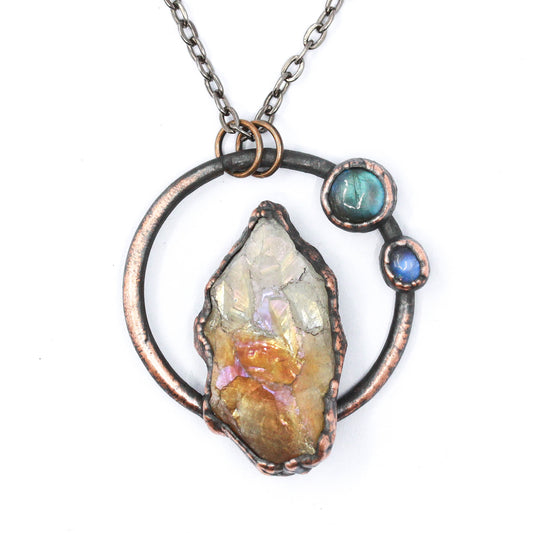 Aura Citrine & Labradorite Necklace