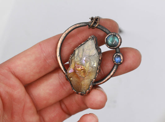 Aura Citrine & Labradorite Necklace