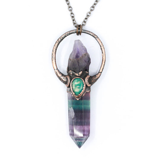 Fluorite, Amazonite & Amethyst Necklace