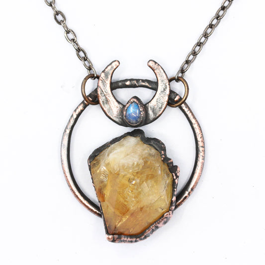 Citrine & Moonstone Moon Necklace