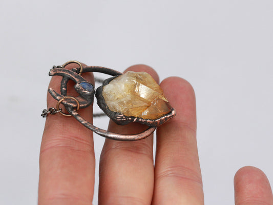 Citrine & Moonstone Moon Necklace