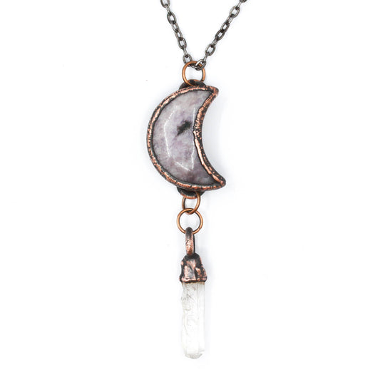 Amethyst Moon & Quartz Pendant