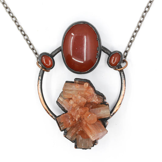 Aragonite, Red Jasper & Carnelian Necklace