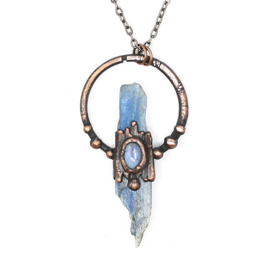 Large Kyanite & Moonstone Necklace