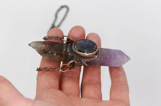 Amethyst, Smoky Quartz & Labradorite Necklace