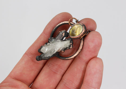 Quartz Cluster & Citrine Necklace