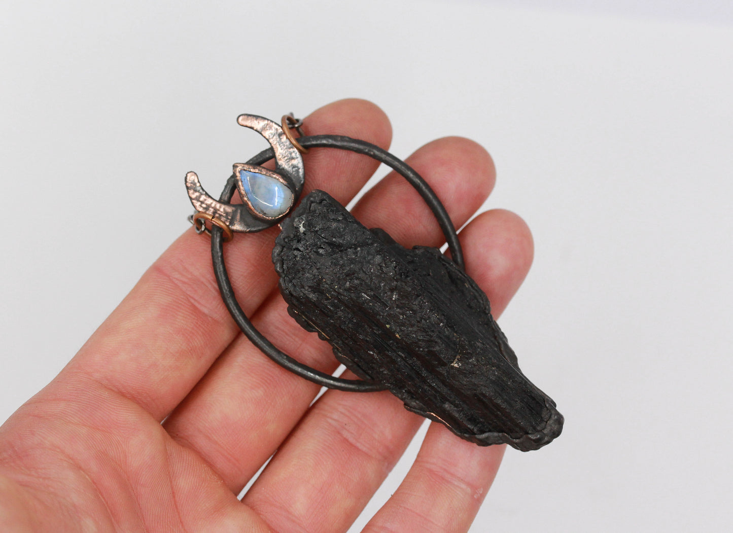 Tourmaline & Moonstone Moon Necklace