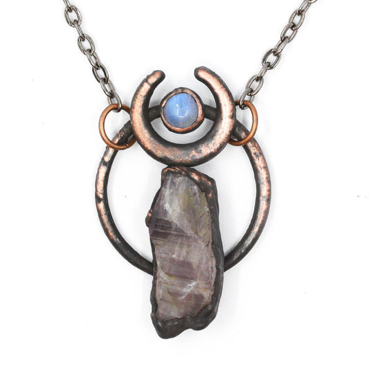 Amethyst & Moonstone Moon Necklace