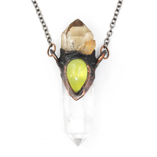 Quartz, Prehnite & Kundalini Citrine Necklace