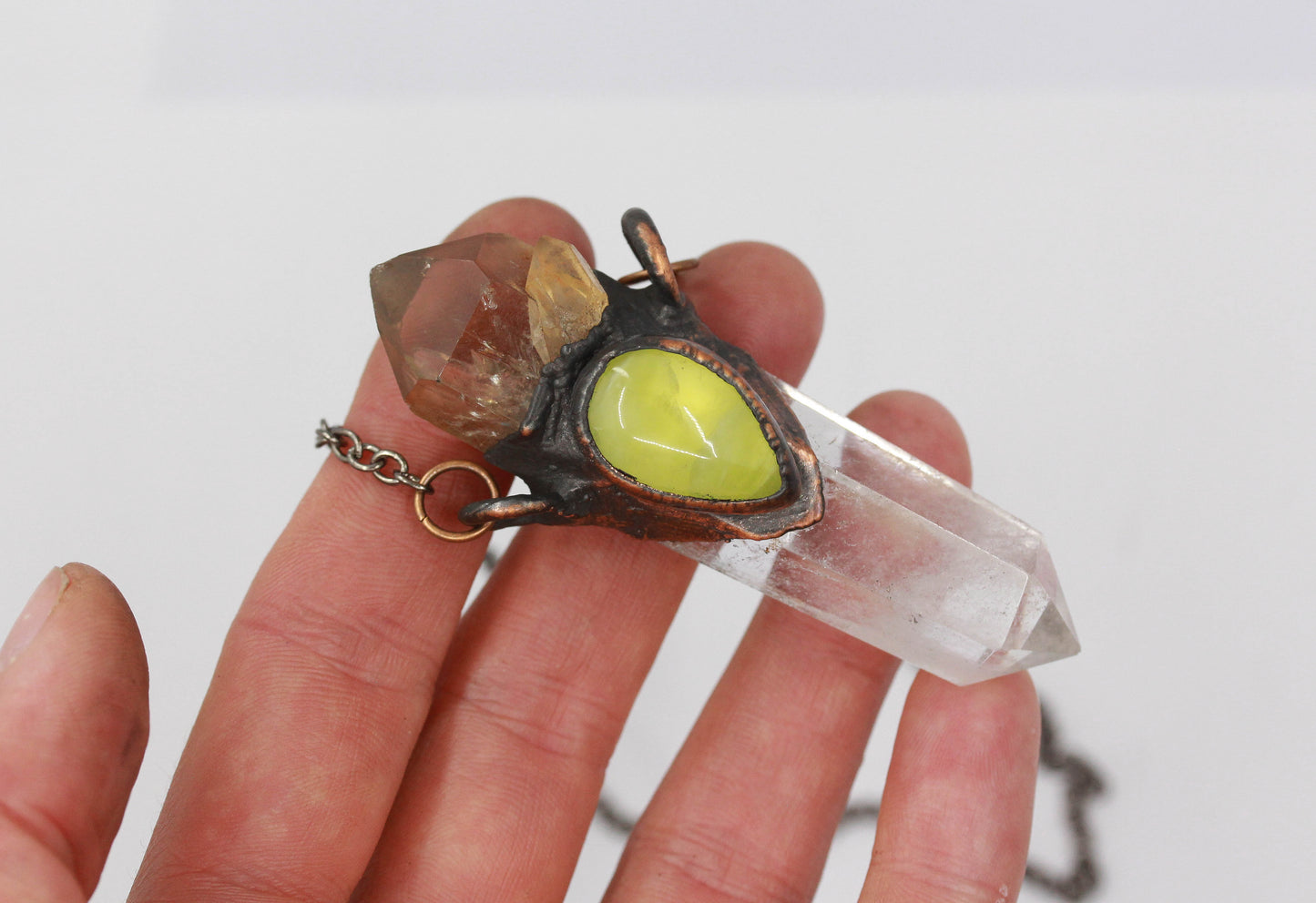 Quartz, Prehnite & Kundalini Citrine Necklace