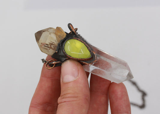 Quartz, Prehnite & Kundalini Citrine Necklace