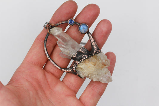 Spirit Quartz, Moonstone & Quartz Necklace