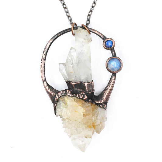 Spirit Quartz, Moonstone & Quartz Necklace