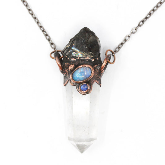Quartz, Moonstone & Elite Shungite Necklace