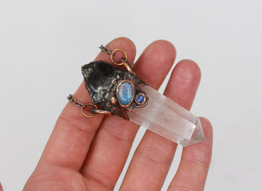 Quartz, Moonstone & Elite Shungite Necklace