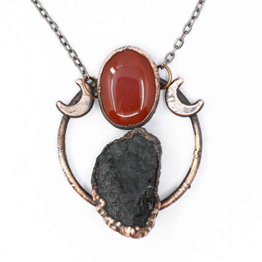 Tourmaline & Red Jasper Moon Necklace