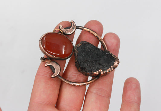 Tourmaline & Red Jasper Moon Necklace