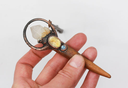 Deer Antler, Spirit Quartz & Citrine Necklace