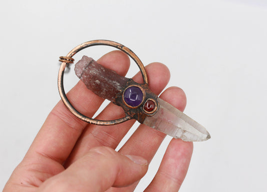 Cherry Tanzanite, Quartz & Amethyst Necklace