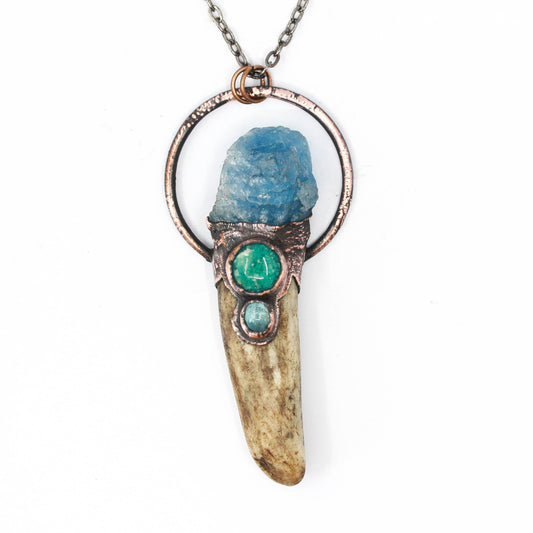 Deer Antler, Fluorite & Amazonite Necklace