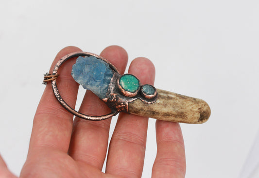 Deer Antler, Fluorite & Amazonite Necklace