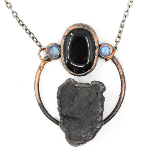 Tourmaline, Obsidian & Moonstone Necklace