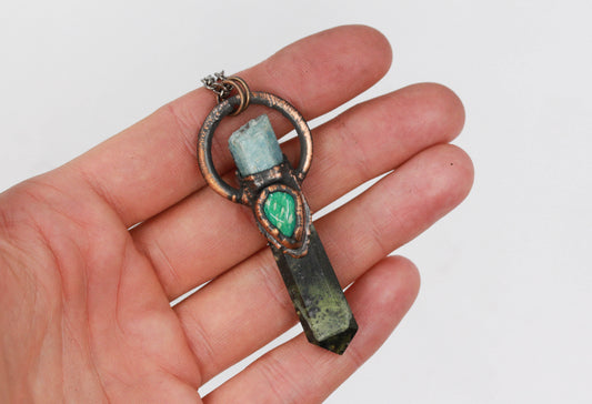 Kambaba Jasper, Aquamarine & Amazonite Necklace