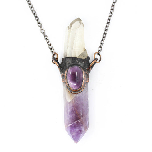 Amethyst, Quartz & Fluorite Necklace