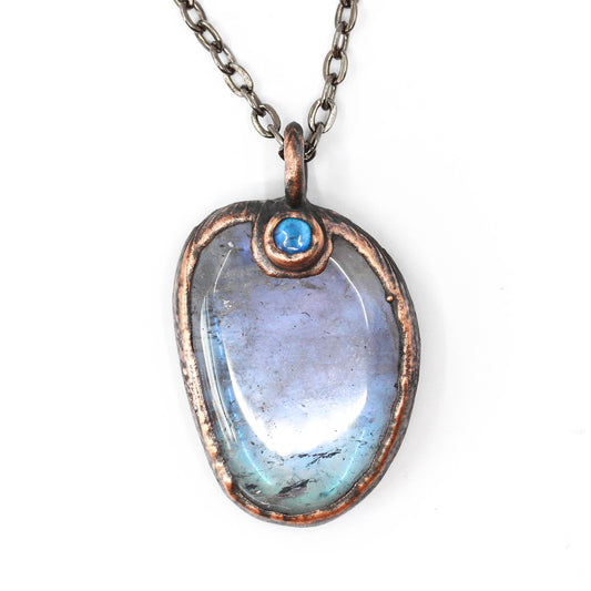 Aura Amethyst & Moonstone Palmstone Necklace