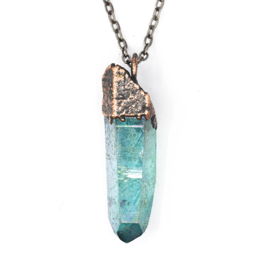 Aqua Aura Quartz Point Necklace