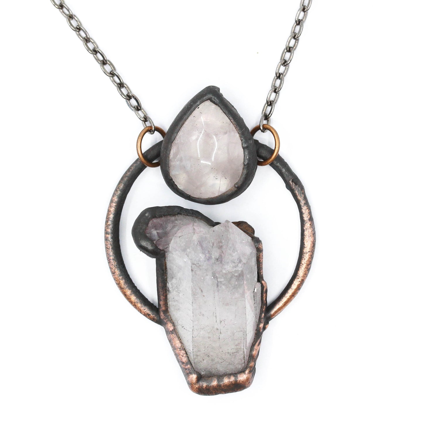 Rose Aura Quartz & Rose Quartz Necklace